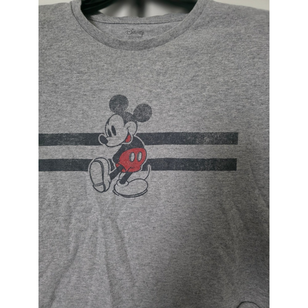 Disney Graphic Tee Womens Small Gray Excellent Mickey Mouse Cropped Raw Hem - Picture 2 of 5